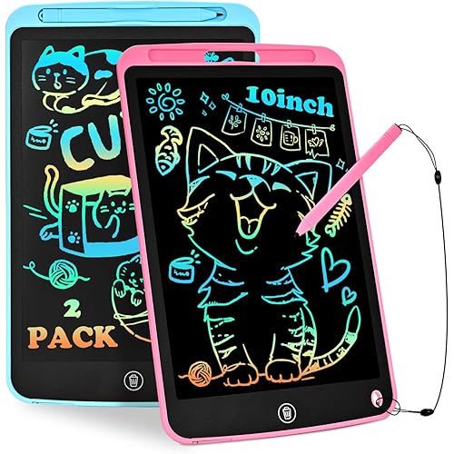 BlueSwan Writing Tablet, 2 Pack Toddler Kids Toys, 10 Inch Doodle Board Drawing Pad, Travel Essentials No Mess Colouring Book