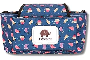 ベビーカー バッグ おむつ入れ ドリンクホルダー おしり拭き ウェットティッシュ ワンタッチベルト バギー カート 大容量 多機能 収納