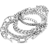 IFKM Gold Bracelets for Women, 14K Gold Plated Dainty Layered Chain Bracelets Adjustable Cute Charm Bangle Link Bracelet Set
