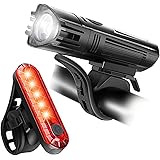 Apremont Ultra Bright USB Rechargeable Battery Bike Light Set - Powerful Bicycle Front Headlight and Back Taillight - 4 Light