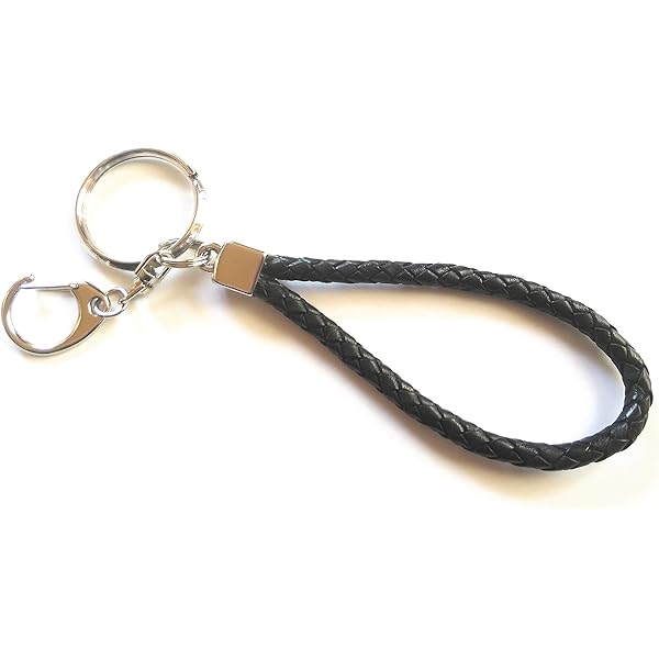 引き揃え糸チャーム★ナスカン付き★革タグ№4 レザー キーホルダー 本革 牛革 編み込み キーリング ナスカン