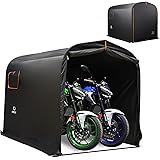 créer(クレエ) バイクガレージ 大型 バイクシェルター 耐水圧3500mm 防水 サイクルハウス サイクルポート (Mサイズ/ブラック)