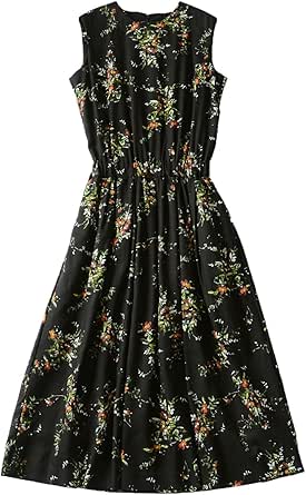 Amazon Co Jp サクラ Sacra マルチ フラワープリント ワンピース 38 M Black Col 990 服 ファッション小物