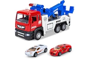 建設車両 レッカー車 おもちゃ 車 おもちゃ ミニカー セット トレーラー トラック 子供 おもちゃ LED 合金製 丈夫 男の子 人気 誕生日 クリスマス プレゼント 贈り物 (トレーラー おもちゃ)