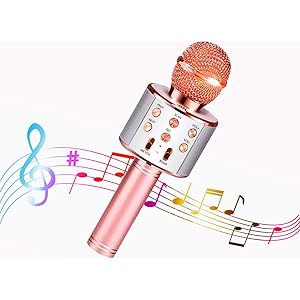 【2020最新改良版】カラオケマイク bluetooth ワイヤレスマイク LEDライト付き 音楽再生 録音可能 家庭カ…