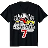 キッズ モンスタートラック7歳の誕生日このリトルモンスタートラック Tシャツ
