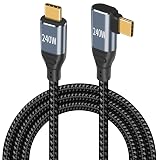Poyiccot L字 USB Type C ケーブル【PD3.1 240W/5A急速充電 3M】USB-C to USB-C ケーブル E-markerチップ内蔵 ナイロン編み USB Type C L字アダプター MacBook/MacBook Pro/iPad Pro/Nintendo Switchなどタイプc多機種対応