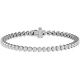 La4ve Diamonds 1.00 Carat Real Diamond Martini Tennis Bracelet (J, I3) Rhodium Gold Plated Over Sterling Silver 3 Prong Set M