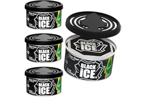 LITTLE TREES Car Air Freshener | Fiber Can Provides a Long-Lasting Scent for Auto or Home | Adjustable Lid for Desired Strength | Black Ice, 4-Pack