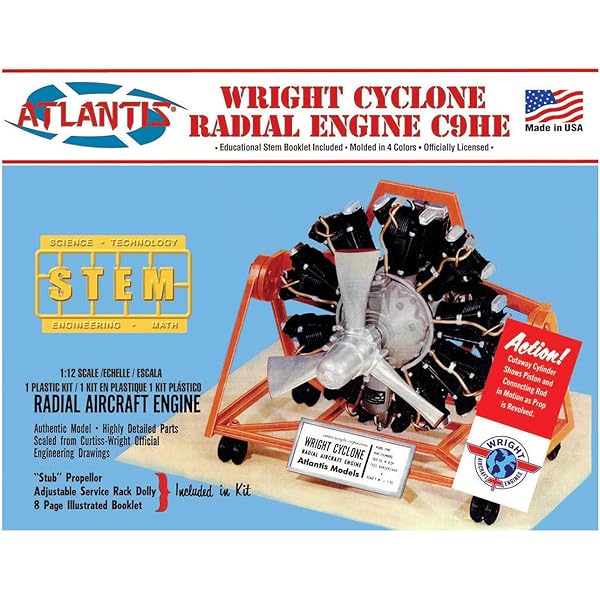 Atlantis 1/12 Scale Wright Cyclone 9 Radial Engine Stem Plastic 