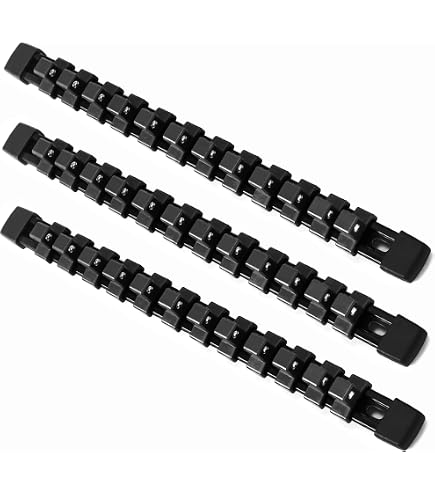 EGOFIX Socket Organizer Rail - 3/8" Drive Heavy-Duty ABS Socket Holder With 16 Clips (Green)