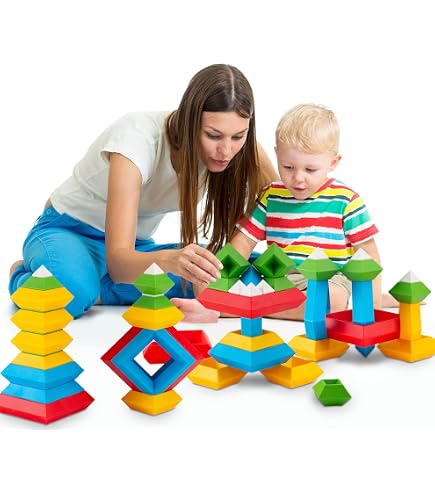 Dinhon 4-in-1 Building Blocks Early Development & Activity Toys Montessori Toys For Kids. 3, 4, 5 Years And Older Gifts For Boys And Girls 45-Piece...