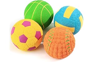 SCHITEC Squeaky Dog Toys, [4 Pack] Interactive Dog Balls with Squeaker for Medium Dogs, 2.8'' Soft Latex Rubber Bouncy Fetch Play Ball Toy