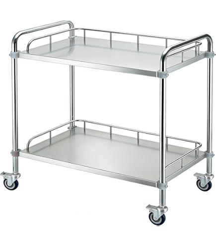 Amazon.co.jp: ステンレス ワゴン サ医療ービス カート 2段 組立式