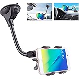 IPOW ゲル吸盤式スマートフォン車載ホルダー 360度回転可能 ダブルクリップ（ブラック＋レッド）