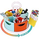 ALBEN Lazy Susan Kids Desk Organizer: Rotating Art Supply Organizer & Crayon Holder Organizer for Kids - 360 Degrees Rotation
