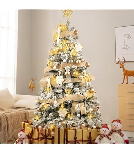 Amazon.co.jp: クリスマスツリー 150cm 雪化粧 LEDライト付き おしゃれ