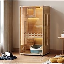 TUIYIDUO 猫 ケージ 木製 キャットケージ キャスター ガラスドア 3階 71heDGo2drL._AC_UL210_SR210,