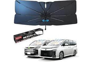Mozan (Improved 2025) Umbrella Type Car Sunshade, Windshield, 10 Ribs, Fiberglass, 360° Rotatable Bendable Handle, UV Protection, Thermal Insulation, Storage Bag, One-touch, Easy Install, Compact