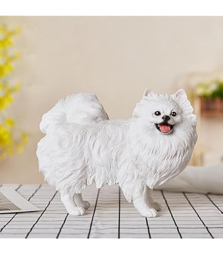Amazon.co.jp: 犬 置物 ポメラニアン 彫像彫刻現代シミュレーション