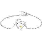 YL Mother and Daughter Bracelets Sterling Silver Mum Hold Child Heart Bracelet Jewelry for Mom