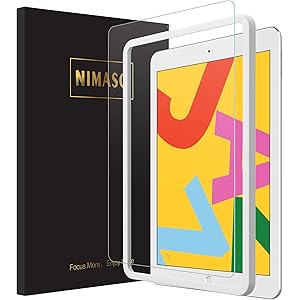 【ガイド枠付き】Nimaso iPad 10.2 ガラスフィルム (第7世代) 強化ガラス 液晶保護フィルム