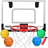 Anzmtosn 自宅用バスケットゴール屋内子供 おもちゃ ドア掛け バスケットボール3個付き トレーニング ミニバスケットボール バスケットゴール バスケ マルチカラー シュート耐衝撃器具 家庭用 ストレス解消 男の子 誕生日プレゼント屋内遊具