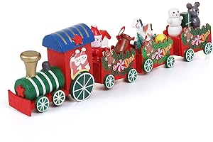 LEMESO クリスマス 飾り オーナメント 置物 木製 車 おもちゃ 列车 プレゼント 飾り付け インテリア デコレーション ディスプレイ こども ギフト 雑貨 贈り物 景品 サンタクロース