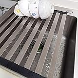 ママ倉【多機能】水切りラックシンク調理台 32~60cm選択可能 45cm 厚い 304ステンレス鋼 四角 水切りプレート 台所用 ステンレス鋼 キッチン シンク上 流し台 食器と洗い物置き 折りたたみ式