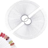 100pcs Fan-shaped Nail Swatch Sticks, False Fake Nail Art Tips Sticks Polish Gel Salon Display Practice Tools with Metal Spli
