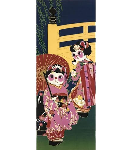 Amazon｜福まねき猫 七夕 日本手ぬぐい 招き猫 ヤギセイ｜手ぬぐい