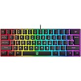 Snpurdiri ST-K3 60% Wired Gaming Keyboard, RGB Backlit Ultra-Compact Mini Keyboard, Waterproof Mini Compact 61 Keys Keyboard 