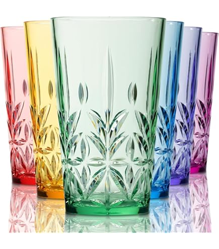 Hebaogugu 8 Unbreakable Plastic Tumblers - 21 Oz Jewel Tone Colors, Dishwasher Safe, Stackable - View #4
