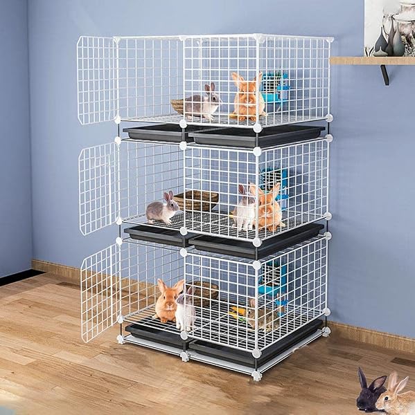 3層 特大兎 ケージヴィラスペシャルウサギケージ飼育ウサギ ケージ脱走防止 ペット簡単組み立てうさぎ用・多頭飼い取り外し可能な移動便利DIYケージ組え自由室内外兼用うさぎ 飼育用品うさぎ の 小屋 - 1