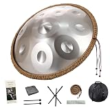 ハンドパン 9音/10音/12音 楽器 KoKoty Handpan Drum ニ短調 432hz/440hz ステンレス鋼 スチールドラム 22インチ(55cm) ハンドパンドラム 初心者 瞑想、ヨガ (12ノート - シルバー - 432hz)