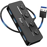 Aceele USB ハブ 5ポート USB A 3.0 4ポート 上差込タイプ Type-C 給電用ポート付き 直挿し 独立スイッチ LED表示灯5Gbps高速転送 USB増設 小型 軽量 ノートPC適用 Mac OS/Windows/Chrome