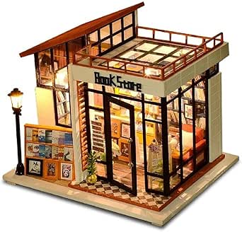 Amazon ドールハウス Diy木製ドールハウス 木製ハウス 本屋 手作りキットセット ミニチュア ミニ工芸品キット Led付き 誕生日プレゼント プラモデル 通販