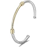 Wistic Cable Wire Bangle Cuff Gold Bracelet Stainless Steel Vintage Bracelet for Women Inspired Antique Jewelry Christmas Day