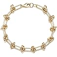 Mevecco Gold Beaded Bracelets,14K Gold Plated Handmade Cute Satellite Diamond Cut Oval and Round Beads Rope Chain Dainty Brac