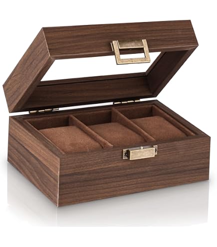 Amazon.co.jp: Musowood 時計ケース 木製 ロック式 透明窓付き