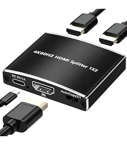Amazon | 1入力2出力 HDMI分配器 1×2 HDMIスプリッター 2台のHDMI搭載