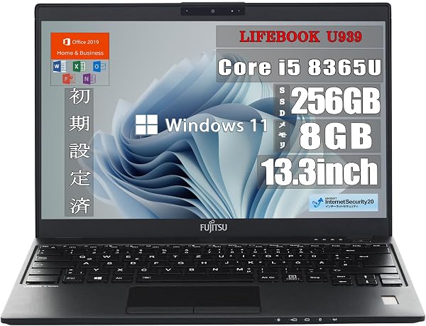 (Refurbished) LifeBook U939 Ultra Lightweight Thin Laptop, Win 11, MS Office H&B 2019, FHD (1920 x 1080), 8th Generation Core i5-8265U, 8GB Memory, SSD, 256GB, Built-in Webcam, 13.3-inch - 1