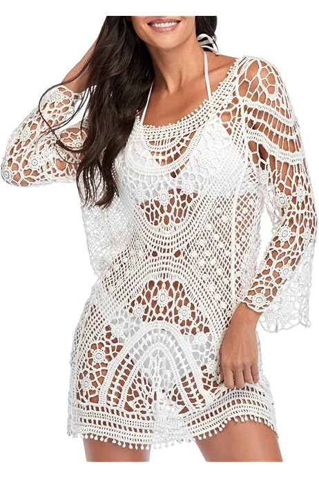 Crochet Lace Bikini Swimsuit Dress 