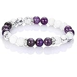 SUMMER LOVE 8MM Natural Stone Healing Crystal Stretch Bracelet for Anxiety Stress Relief Howlite Lava Stones Oil Diffuser Yog