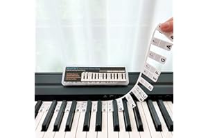 BEATBIT Piano Notes Guide for Beginner, Removable Piano Keyboard Note Labels for Learning, 88-Key Full Size, Made of Silicone, No Need Stickers, Reusable and Comes with Box (Classic Black）