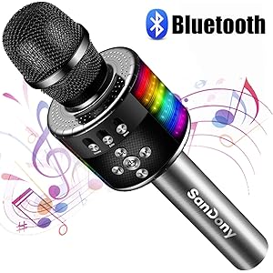 【2020改良版】 カラオケマイク bluetooth ワイヤレスマイク 高音質 LEDライト付き 音楽再生 録音可能…