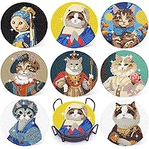 金属製猫のアートピース ダイヤモンドアート キット 猫 ダイアモンドビーズ 絵画キット