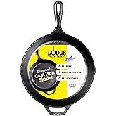 Lodge L8SK3 10.25 Inch Cast Iron Skillet with Helper Handle, Black