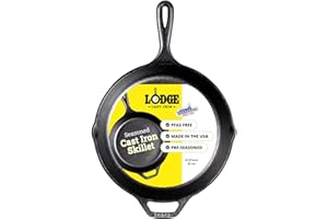 Lodge L8SK3 10.25 Inch Cast Iron Skillet with Helper Handle, Black