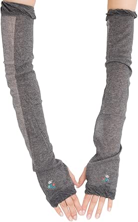 Amazon Co Jp Aness アネス 1ポイント刺繍 アームカバー Uvカット 無地 ロング 60cm 冷感加工 裏メッシュ 腕カバー レディース P402 ダークグレー フラワー ドラッグストア